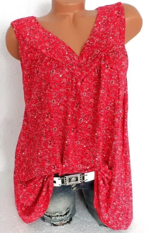 Plus Size Women Fashion Blouse Casual Loose Floral Printed Tops