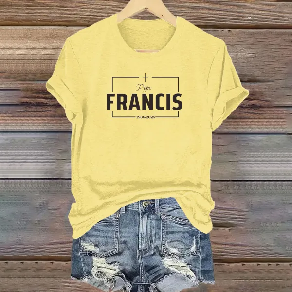Women's 1936-2025 Print Short Sleeve Round Neck Cotton T-Shirt