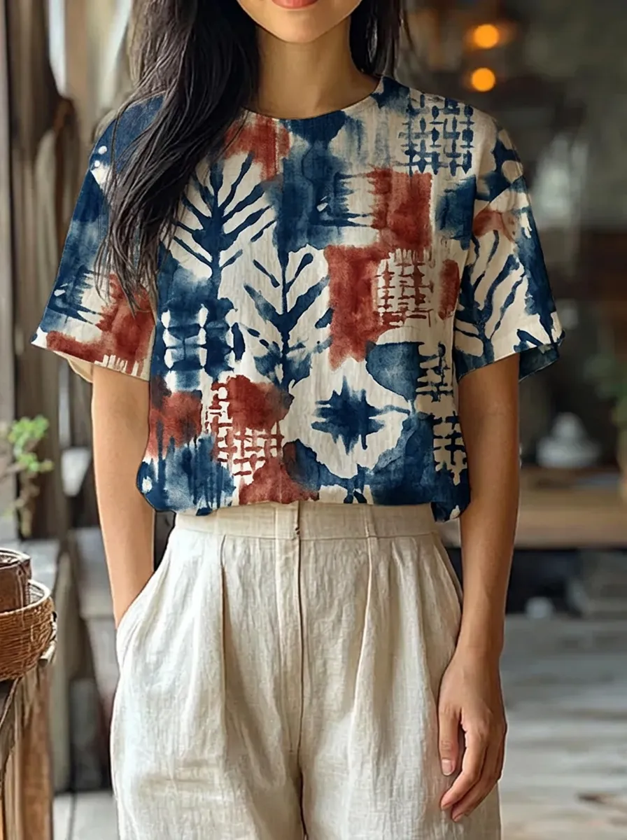 Women's Nashville Abstract Tree Pattern Printed T-shirt