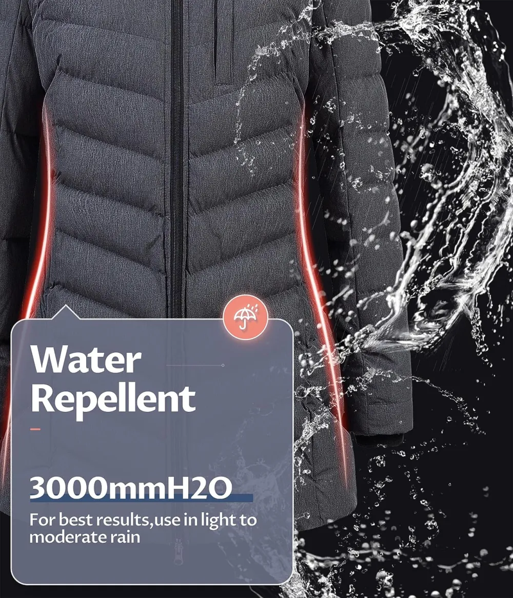 US Women's Winter Hooded Coat Waterproof Warm Long Puffer Jacket Parka