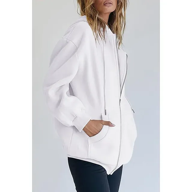 Hooded Drawstring Women's Jacket Long Sleeve Hooded Sweatshirt Athletic Warm Casual Breathable Moisture Wicking Running Sports Training Hiking Sportswear