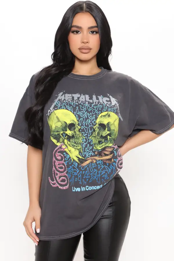 Metallica Oversized Washed Tee - Charcoal