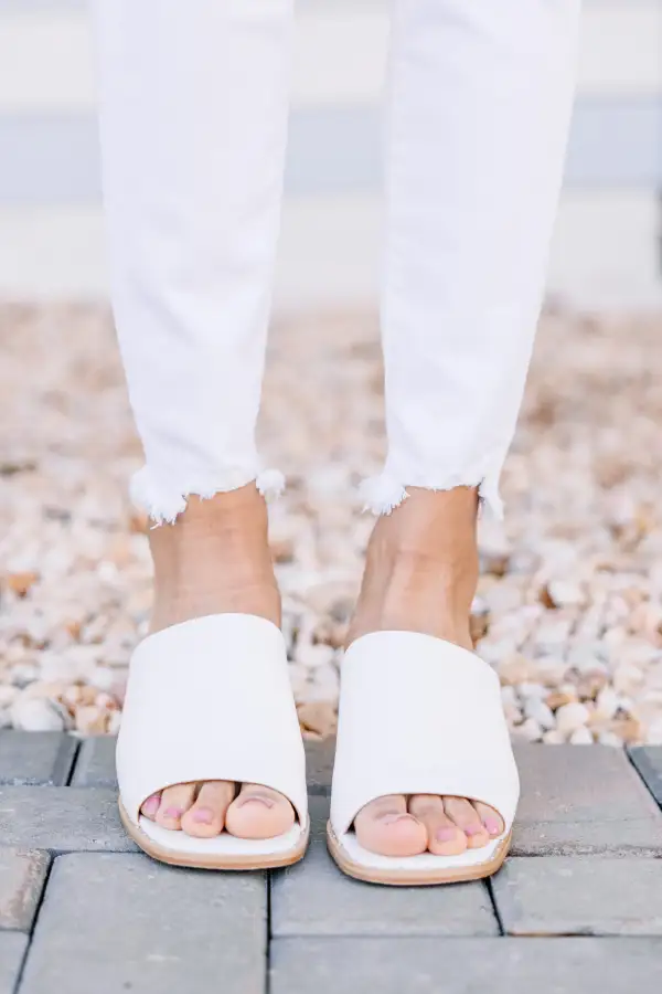 Have It All White Heeled Mules