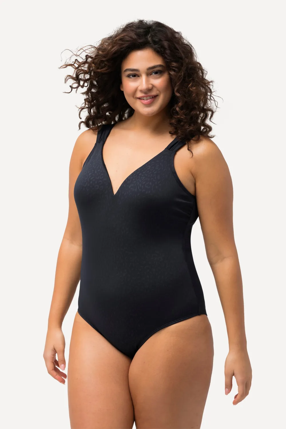 Badeanzug Leo-Jacquard Softcups tiefer Rücken