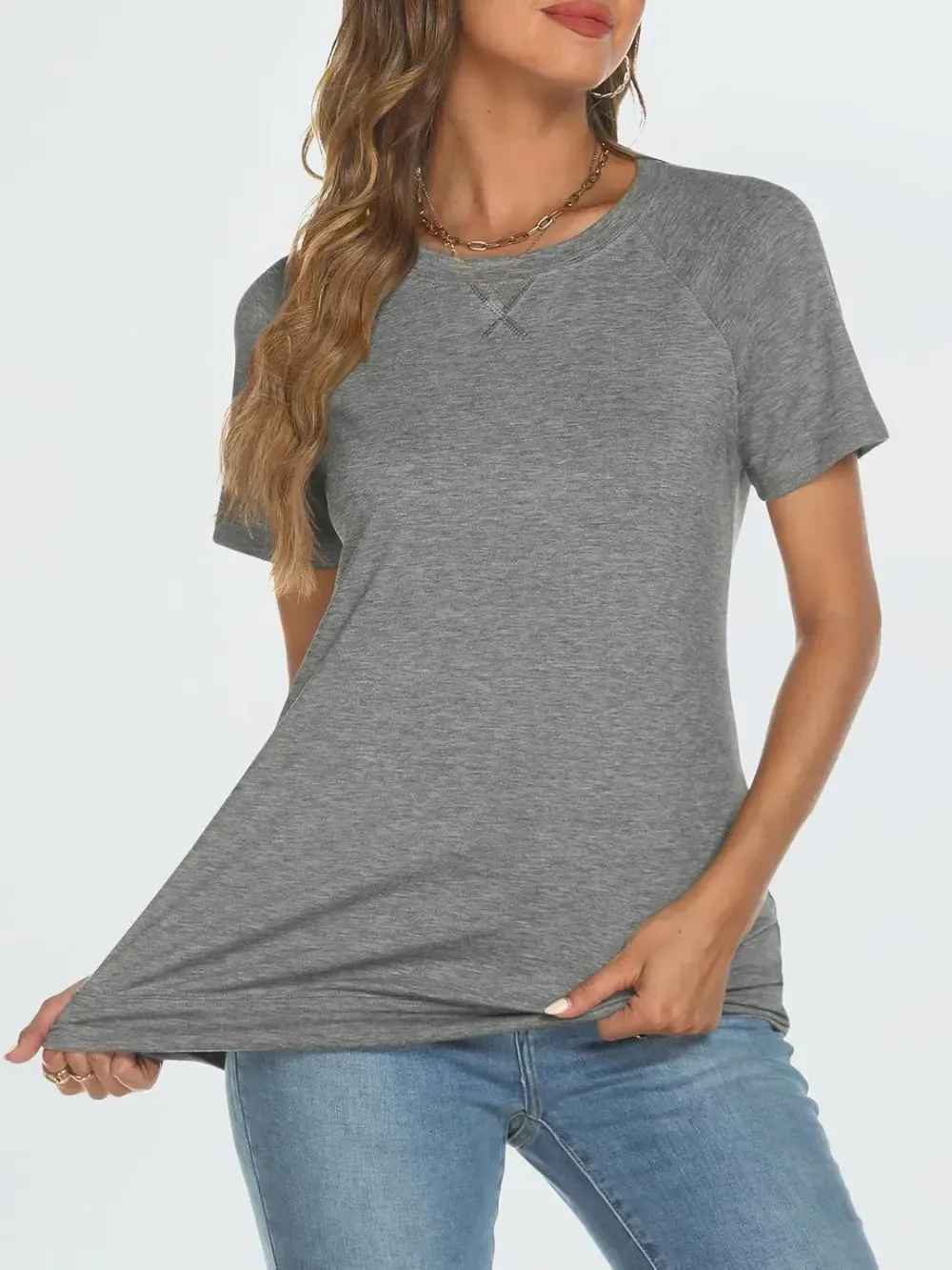 AUTOMET T Shirts Short Sleeve Crewneck Tees for Women Trendy Lightweight Soft Casual Summer Tops Clothes 2024