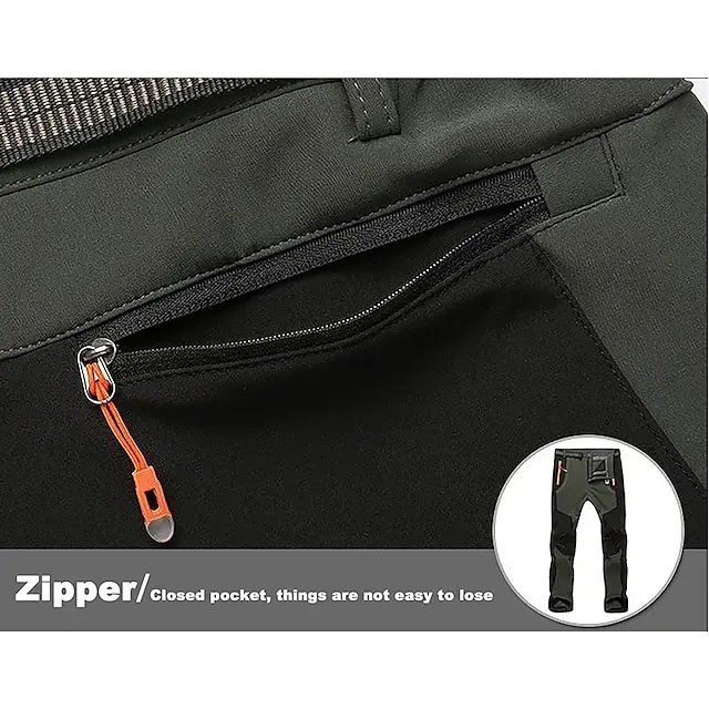 Women's Fleece Lined Pants Waterproof Hiking Pants Black Trousers Softshell Pants Winter Outdoor Thermal Warm Windproof Lightweight Elastic Waist Bottoms Army Green Burgundy Orange Camping