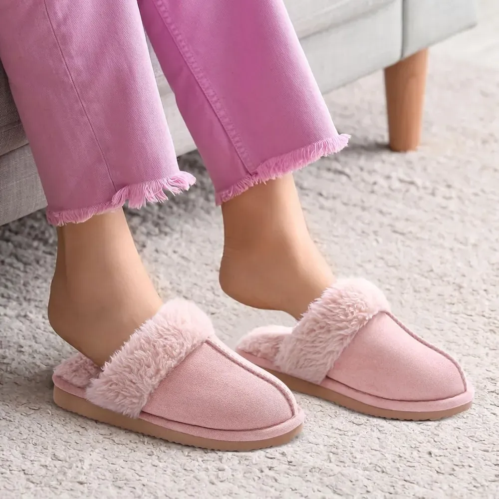 Women's Fuzzy Memory Foam Slippers Fluffy Winter House Shoes Indoor and Outdoor