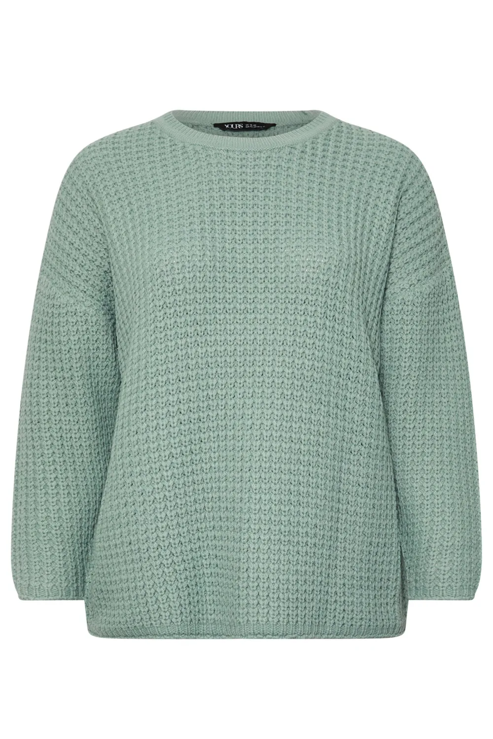 YOURS Curve Stone Brown Waffle Knit Jumper