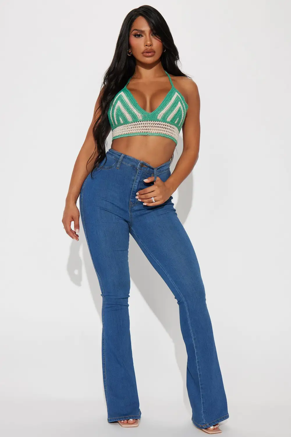 By The Seashore Crochet Top - Green/combo