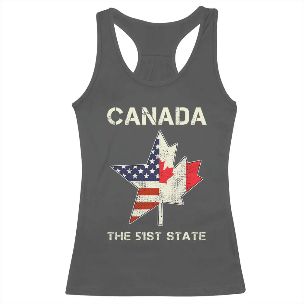 Canada The 51st State Racerback Tank Top Maple Canadian American Flag TS09