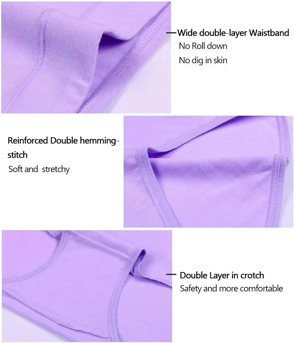 Womens Underwear,Cotton Mid Waist No Muffin Top Full Coverage Brief Ladies Panties Lingerie Undergarments for Women Multipack