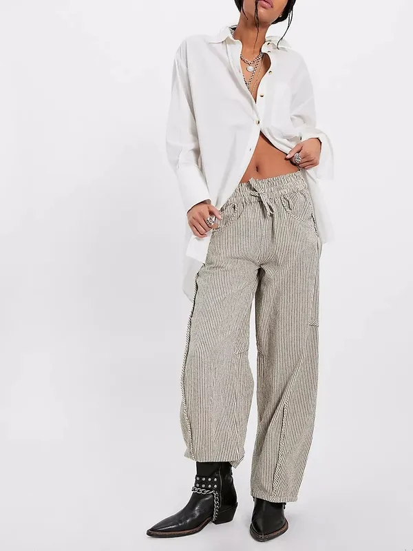 Pull-On Barrel Leg Pants