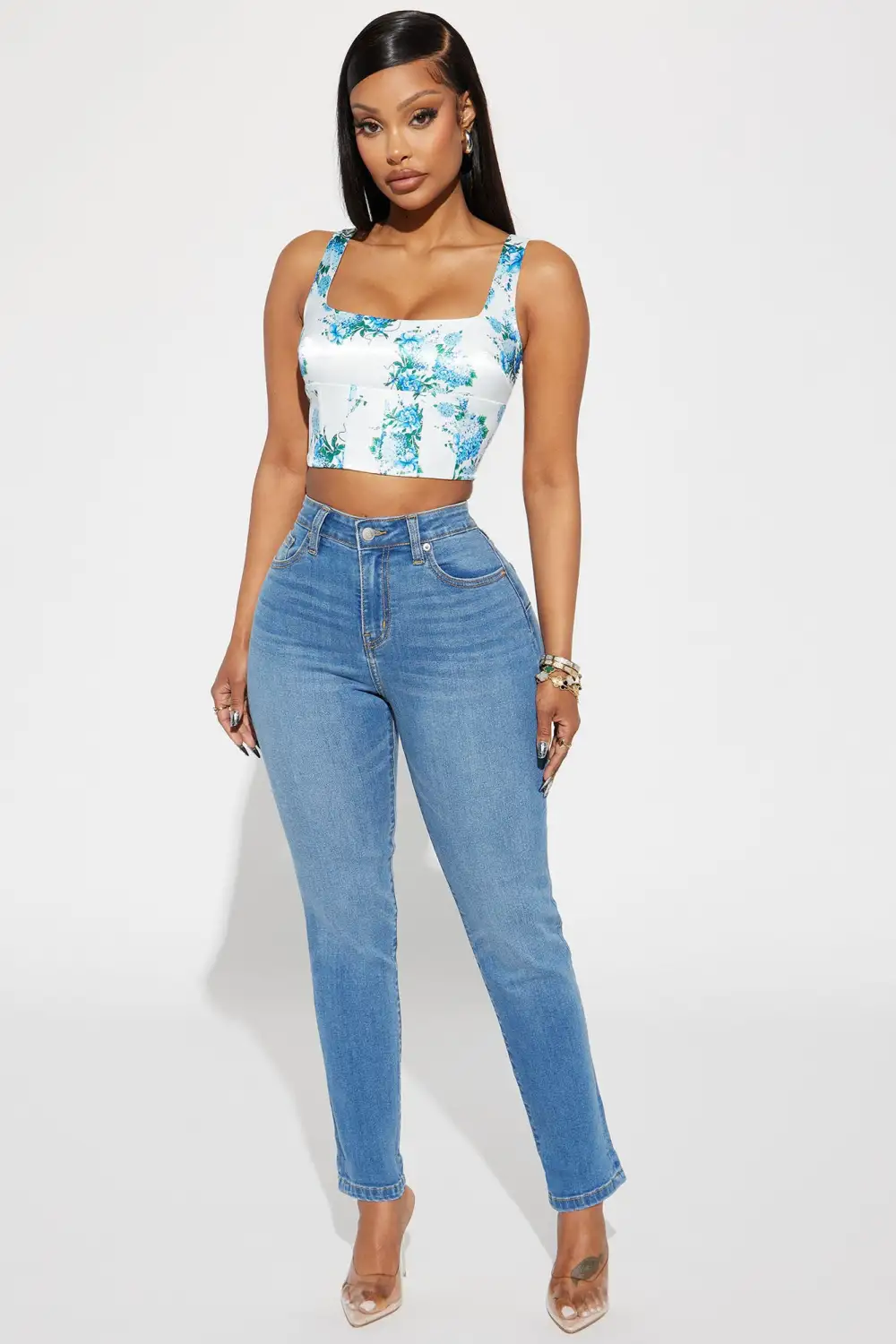 Half Way There Floral Corset Top - White/combo