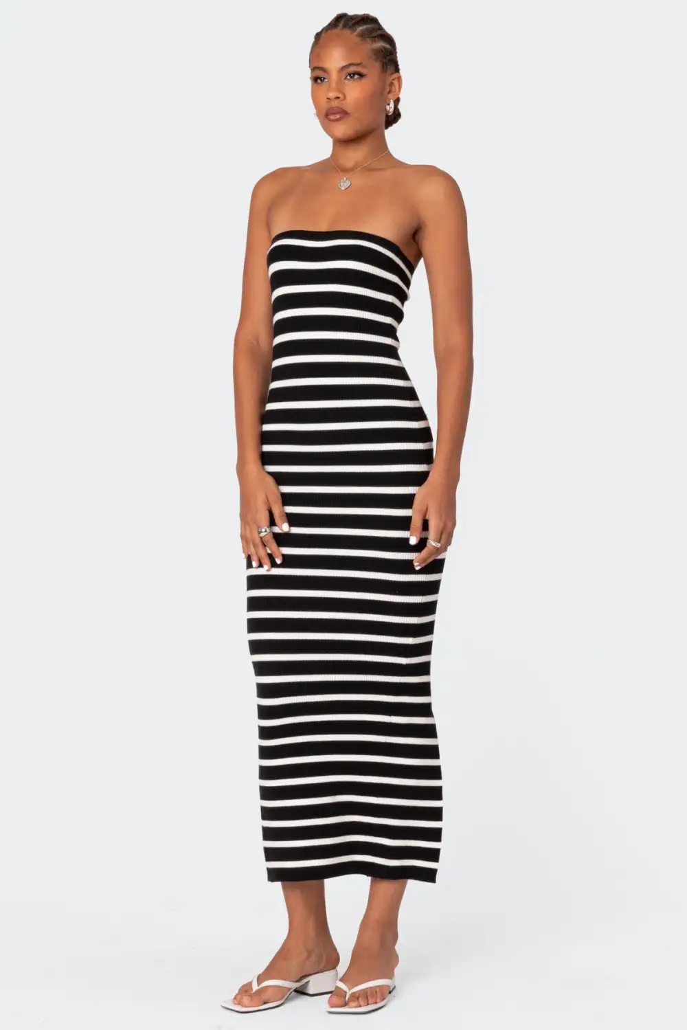 Knit Back Slitted Maxi Dress
