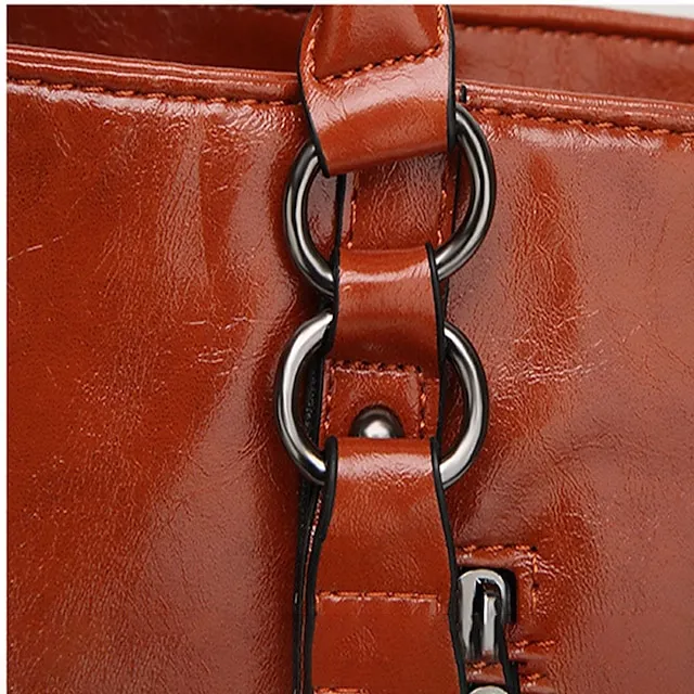 Women's Handbag Crossbody Bag Tote PU Leather Outdoor Office Shopping Zipper Large Capacity Solid Color Orange