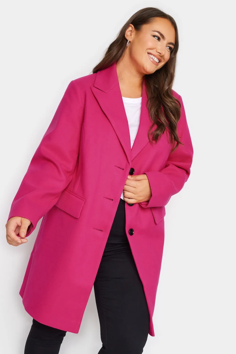 YOURS Curve Pink Midi Formal Coat