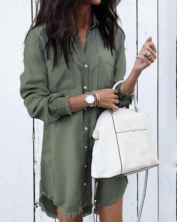 Melarey Raw Hem Denim Dress