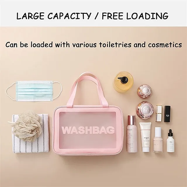 Clear Makeup Bag Waterproof Washing Cosmetic Bag With Zipper Handle Large Capacity Skin Care Products Travel Finishing Storage Bag
