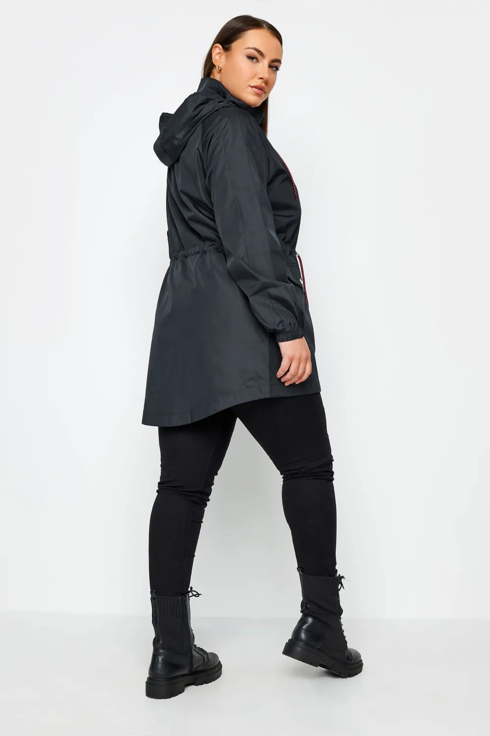 YOURS Curve Black Drawstring Lightweight Parka Jacket