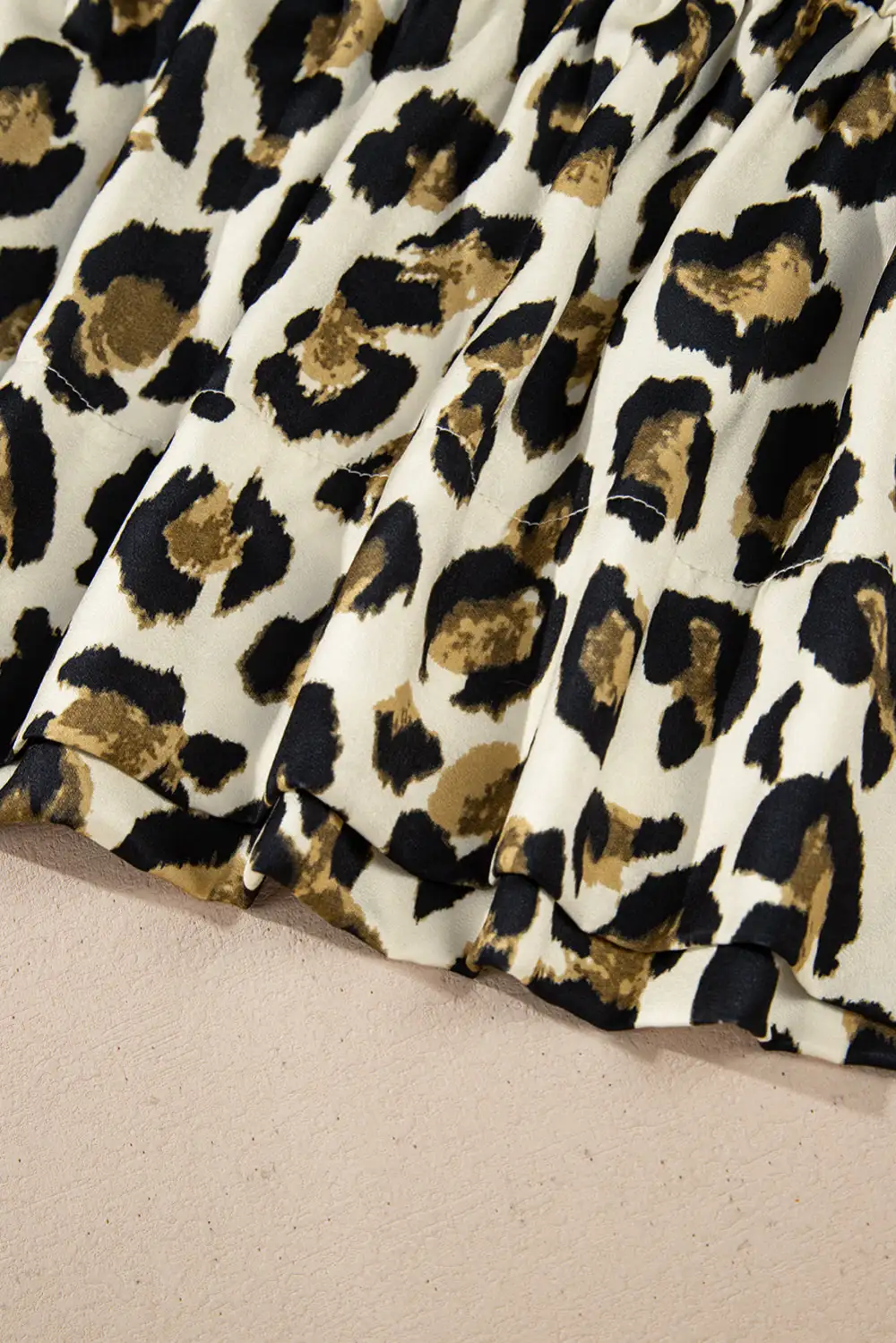 Leopard Print Bow Detail Peplum Blouse