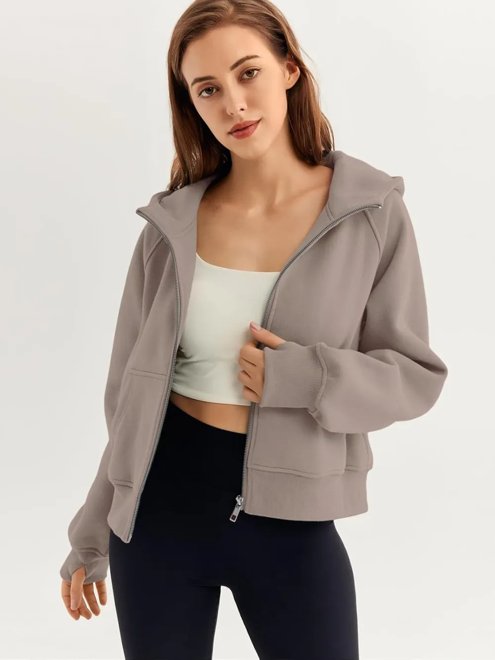 Womens Zip Up Hoodies Fleece Jackets Oversized Sweatshirts Fall Fashion Outfits 2024 Sweaters Winter Clothes