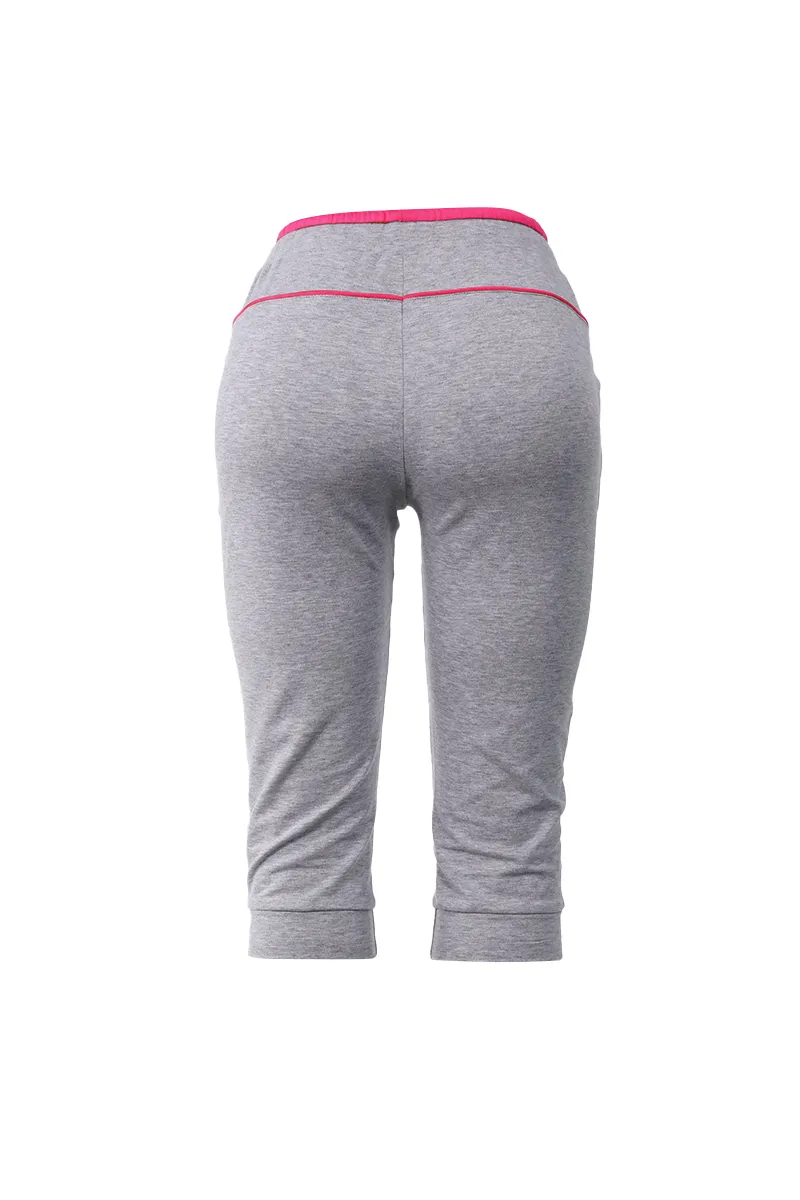 Letter & Paw Print Drawstring Contrast Binding Capris Pants