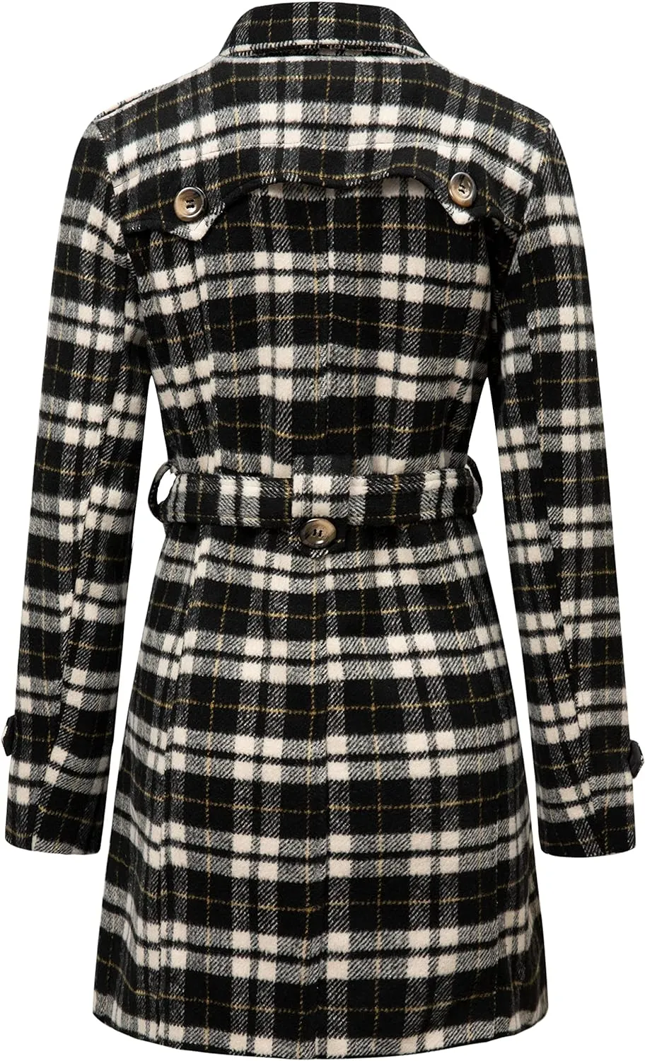 Women's Double Breasted Pea Coat Winter Mid-Long Trench Coat with Belt