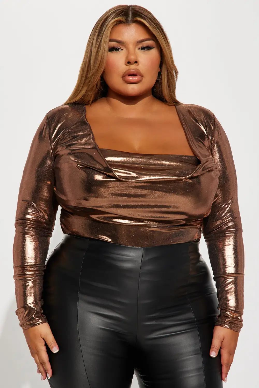 Cassandra Metallic Bodysuit - Bronze