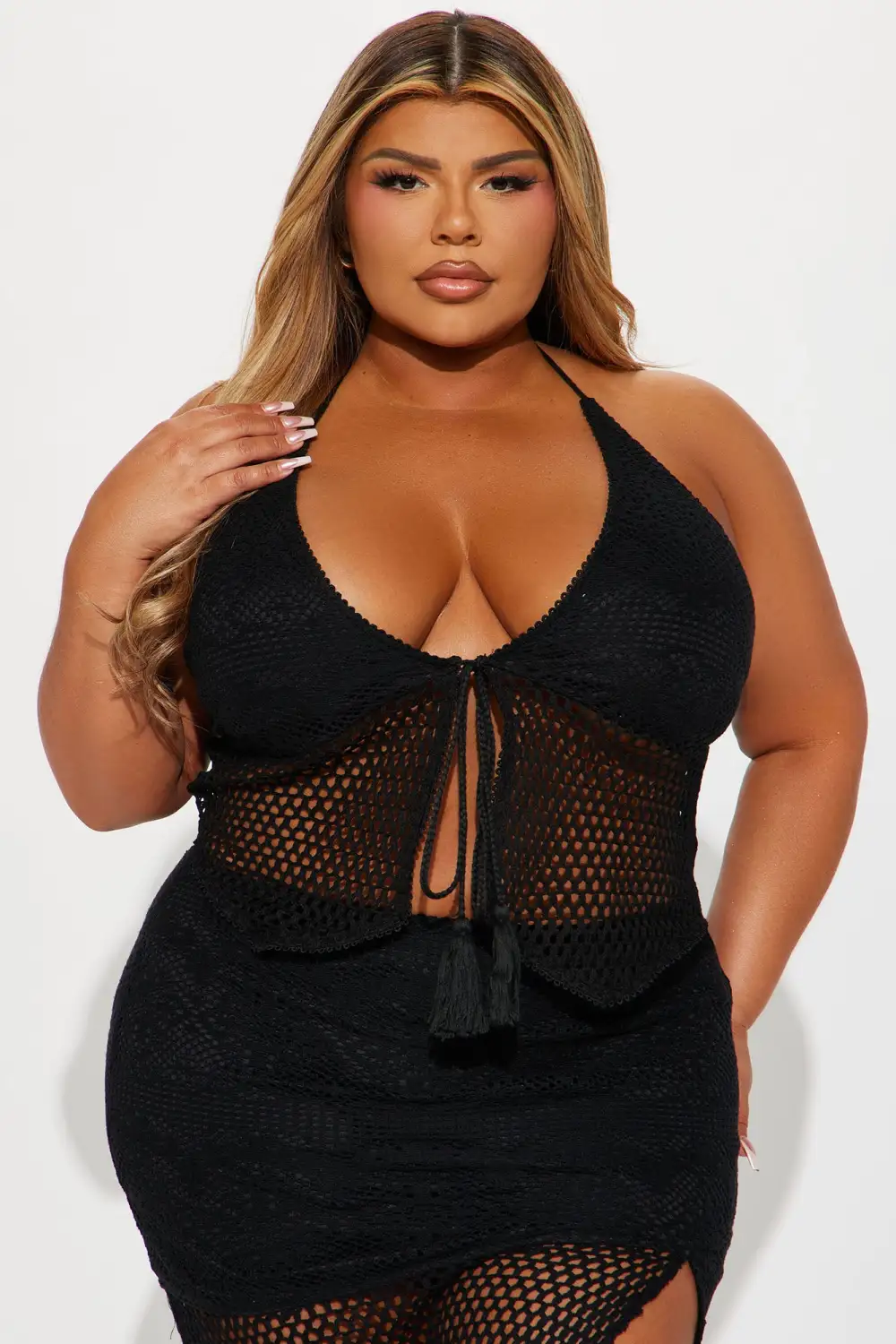 Sea Side Crochet Skirt Set - Black