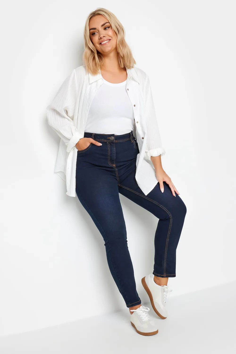 YOURS Curve Indigo Blue Straight Leg Fit Stretch RUBY Jeans