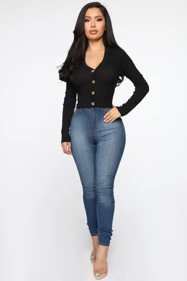 Kassie Button Sweater - Black