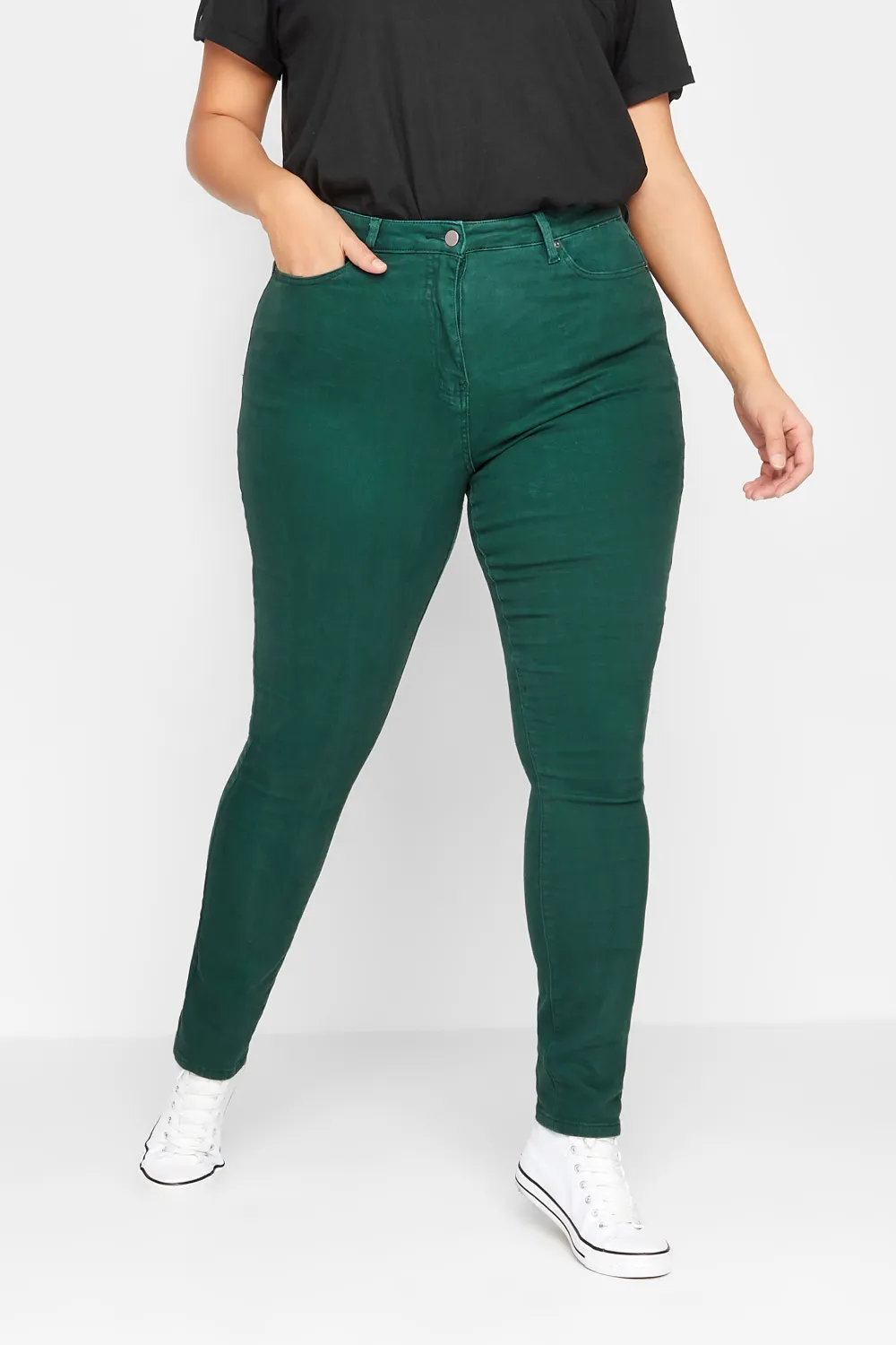 LTS Tall Dark Green AVA Stretch Skinny Jeans