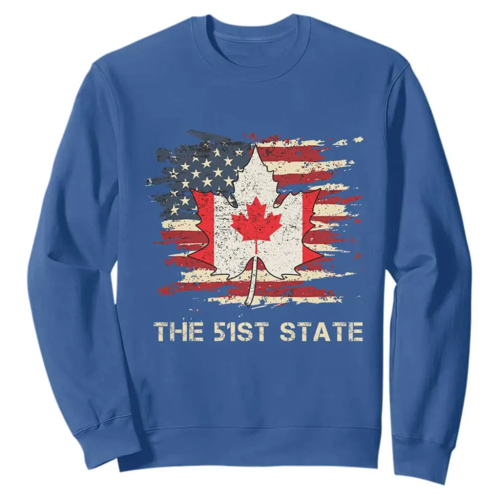 Canada The 51st State Sweatshirt Canadian Maple American Flag TS09