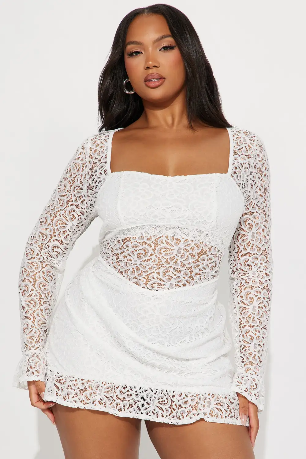 Sophia Lace Mini Dress - White