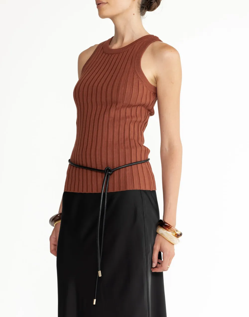 Basic High Round Neck Long Vest