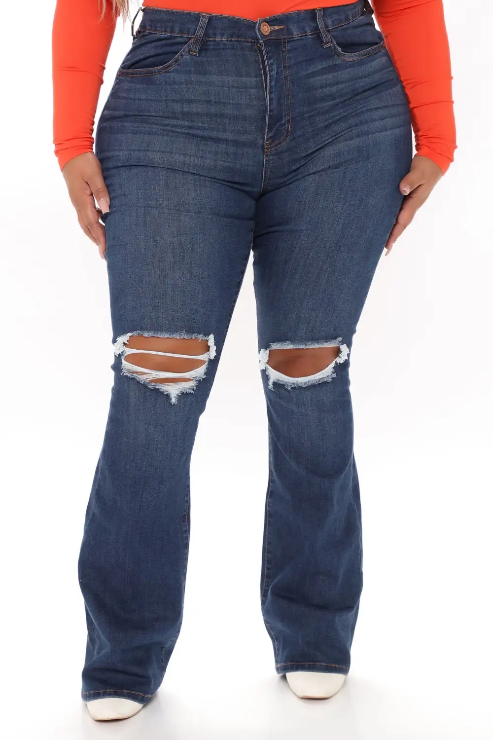 Jessie Mid Rise Distressed Bootcut Jean - Dark Wash