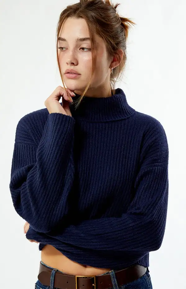 LA Hearts Easy Cropped Turtleneck Sweater