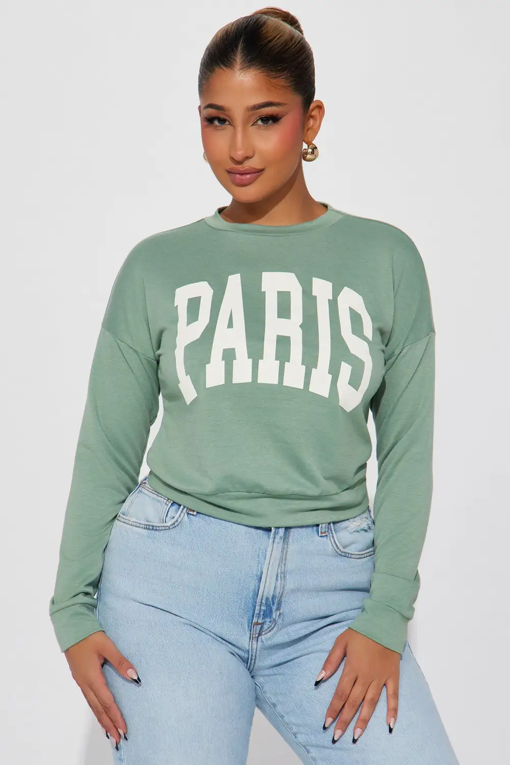 Flying To Paris Sweatshirt - Sage