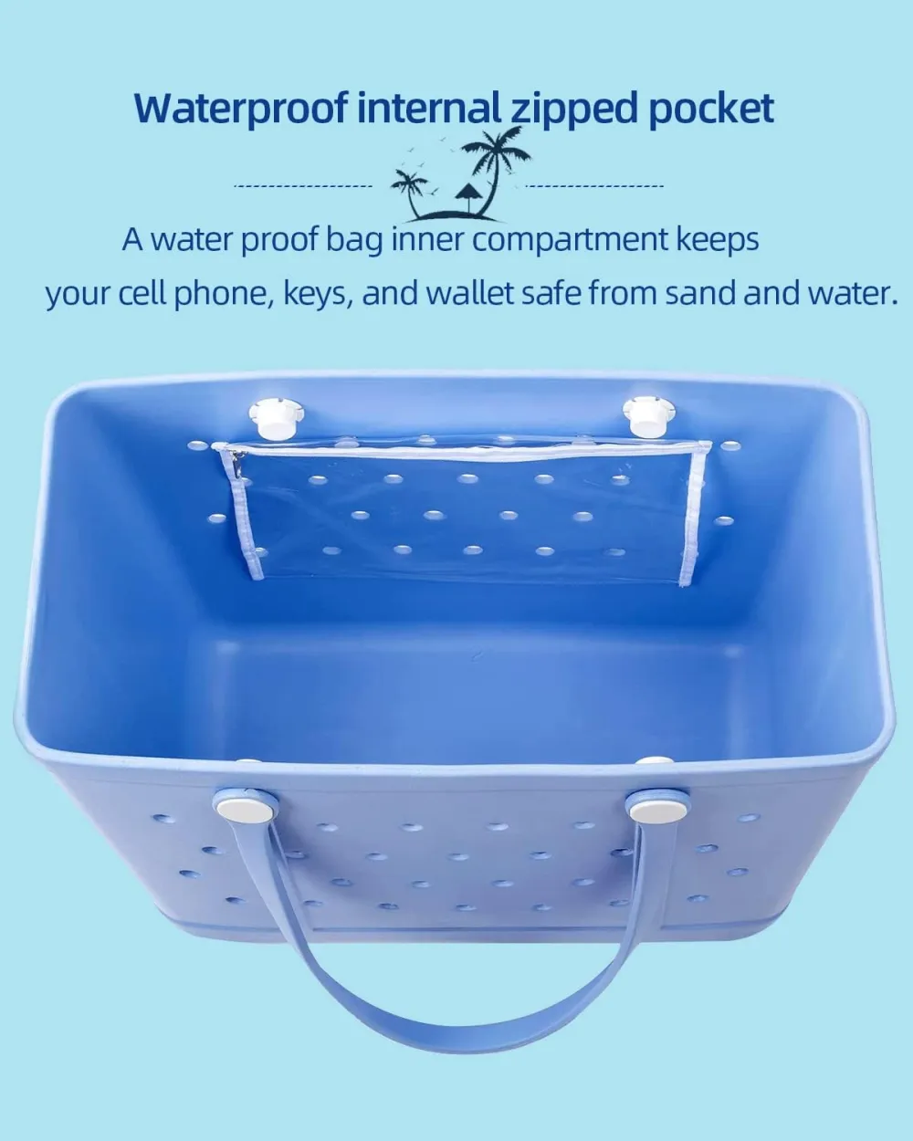 Lightweight Rubber Beach Bag X-Large Waterproof Washable Tote Bag