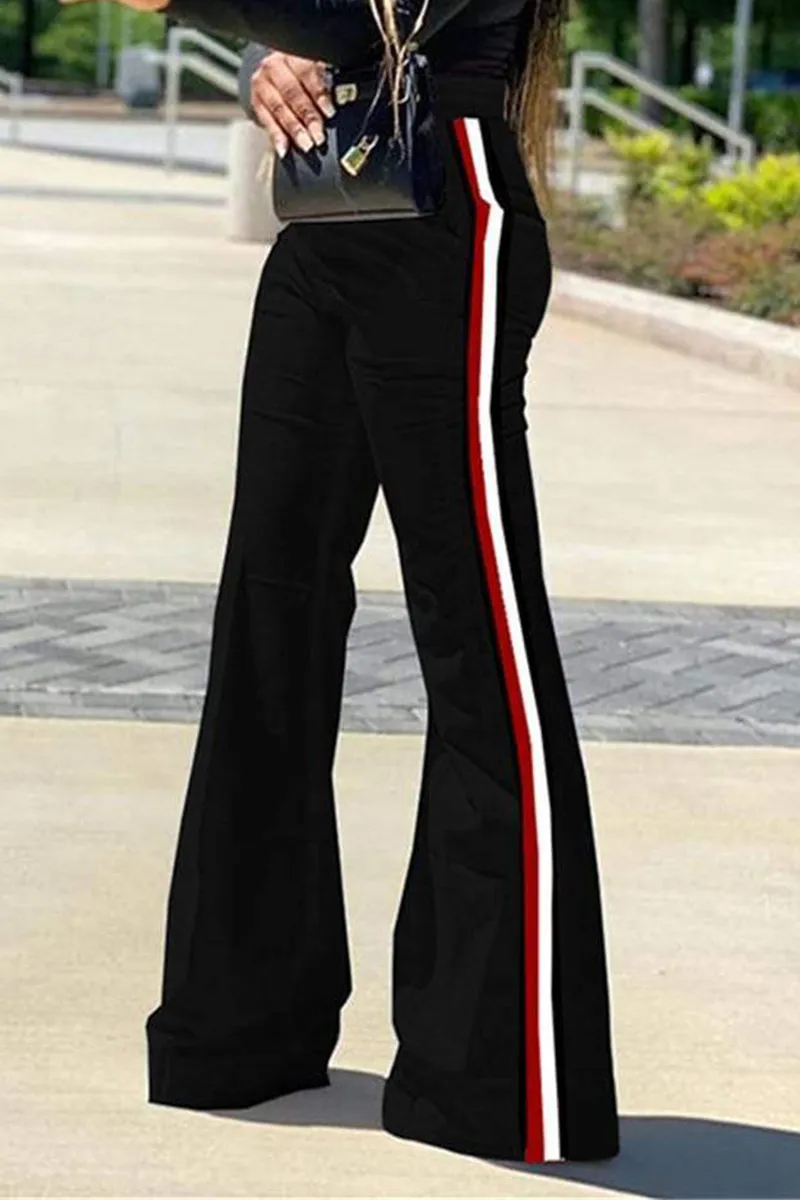 Stripe Side High Waist Flare Pants