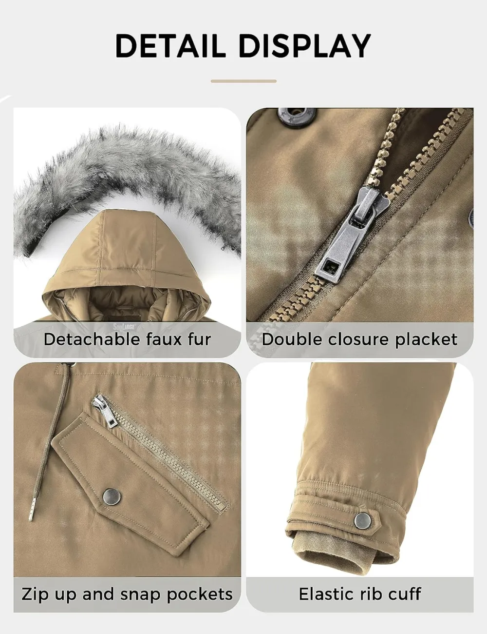 Women's Plus Size Winter Insulated Parka Coat with Faux Fur Hood