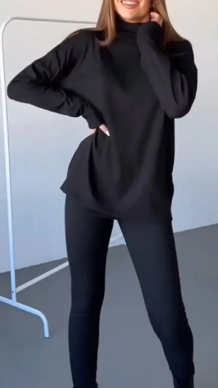 Women's Long Sleeve Solid Color Casual Suit