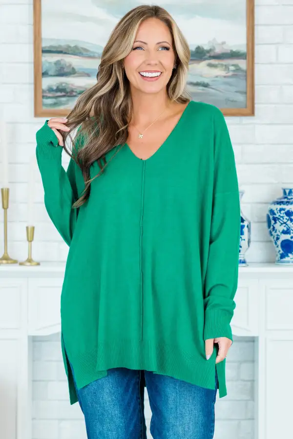 Perfect For Outside Sweater, Heather Kelly Green