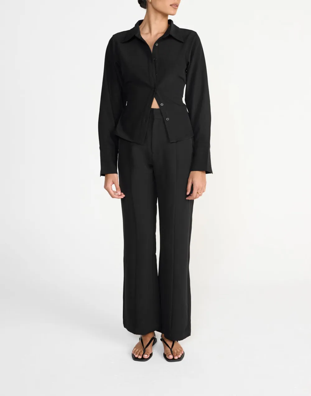 Adjustable Tie Cropped Shirt Top