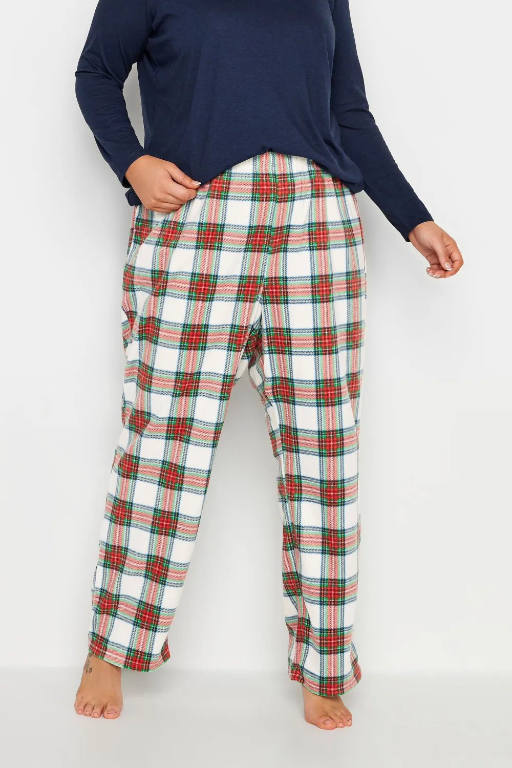 YOURS Curve Red Tartan Print Pyjama Bottoms
