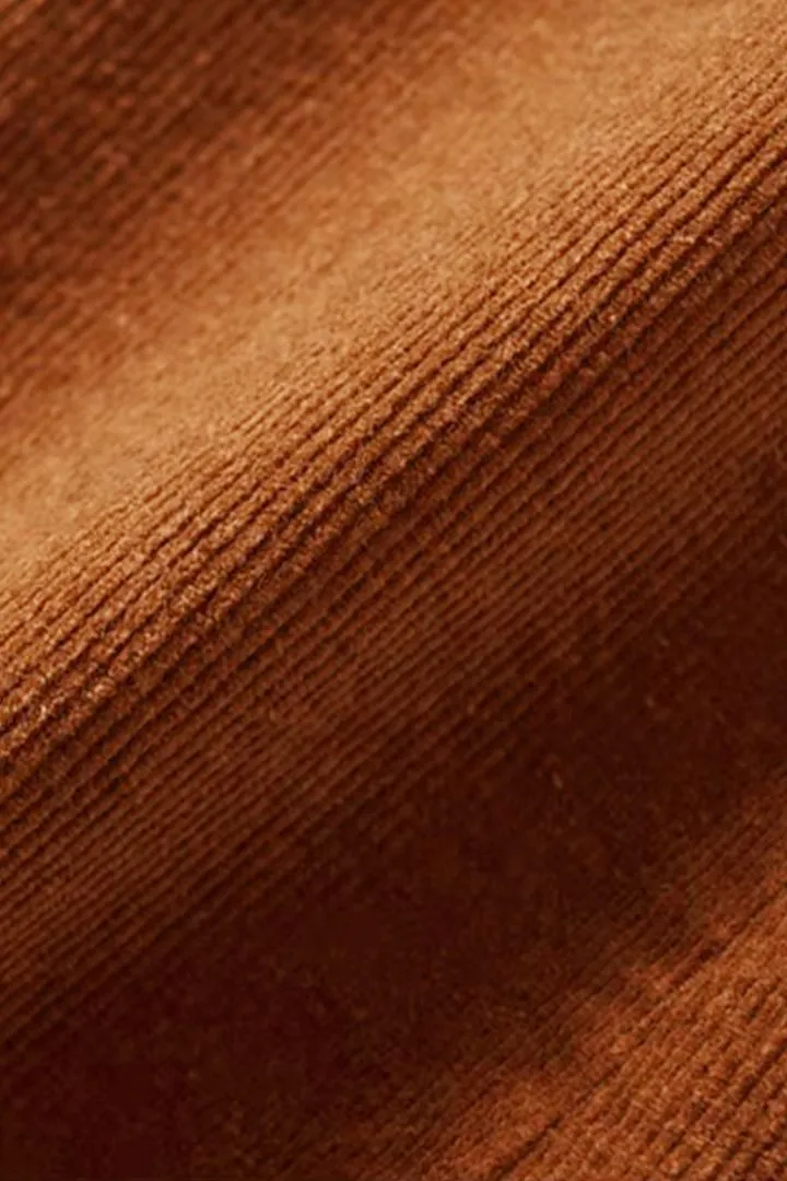 Solid Corduroy Patched Back High Waist Flare Pants