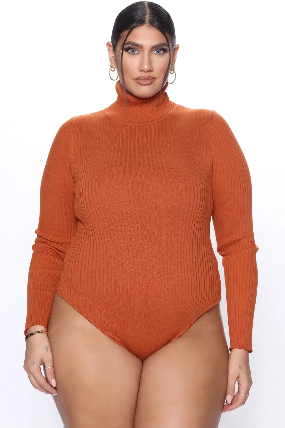 Make My Life Complete Sweater Bodysuit - Rust