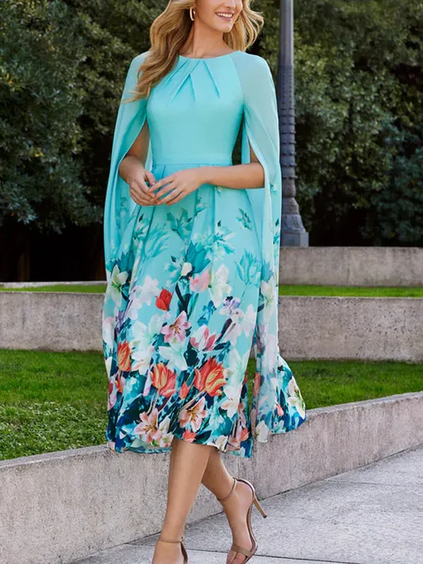 Floral Regular Fit Elegant Midi Dress