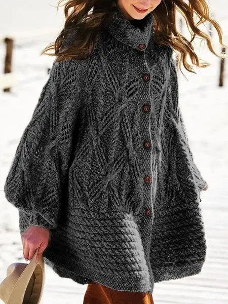 Vintage Cotton Knitted Button Design Sweater