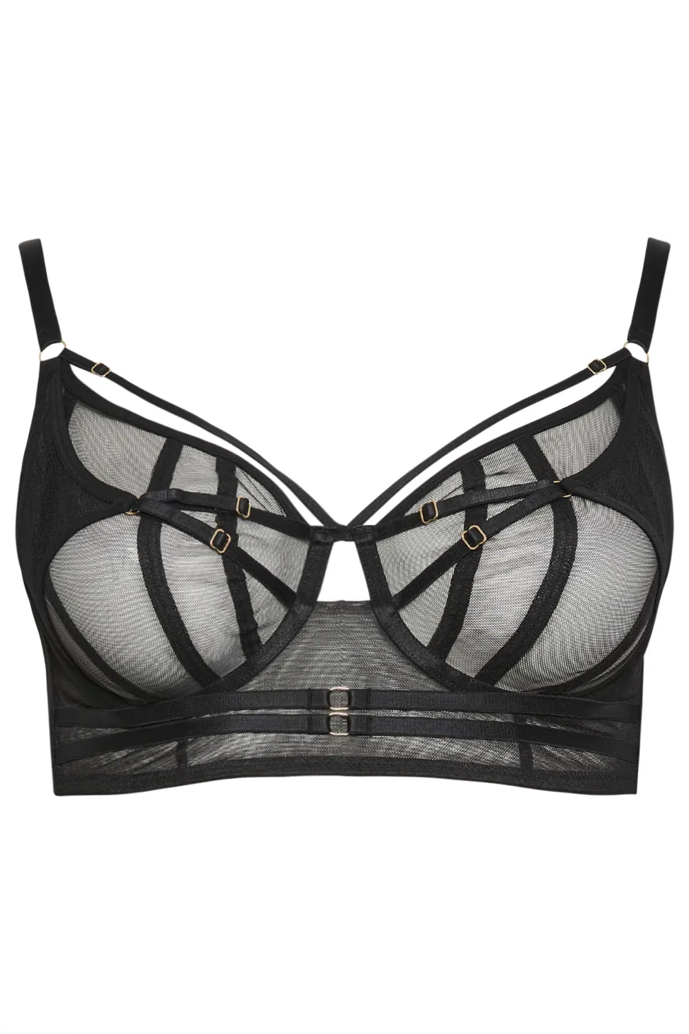 PLAYFUL PROMISES Eddie Black Mesh Crossover Balcony Bra